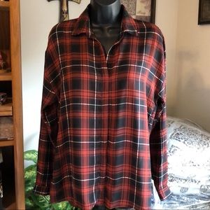 Forever21 ButtonLess Plaid 3 Split Panel Shirt For A Fashion Statement ~Size S